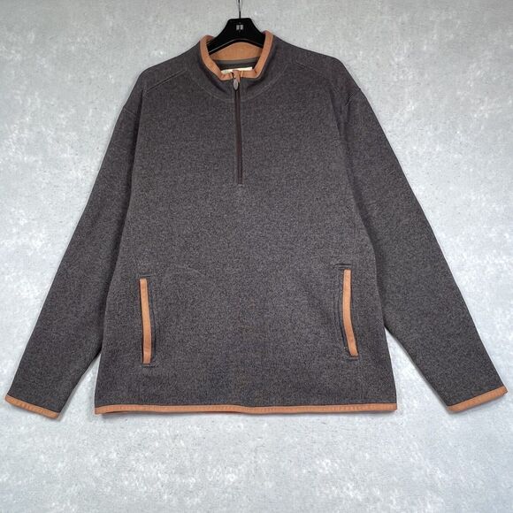 Life Is Good Sweater Mens Large Gray Half Zip Fleece Pullover Pockets Casual - Picture 1 of 11